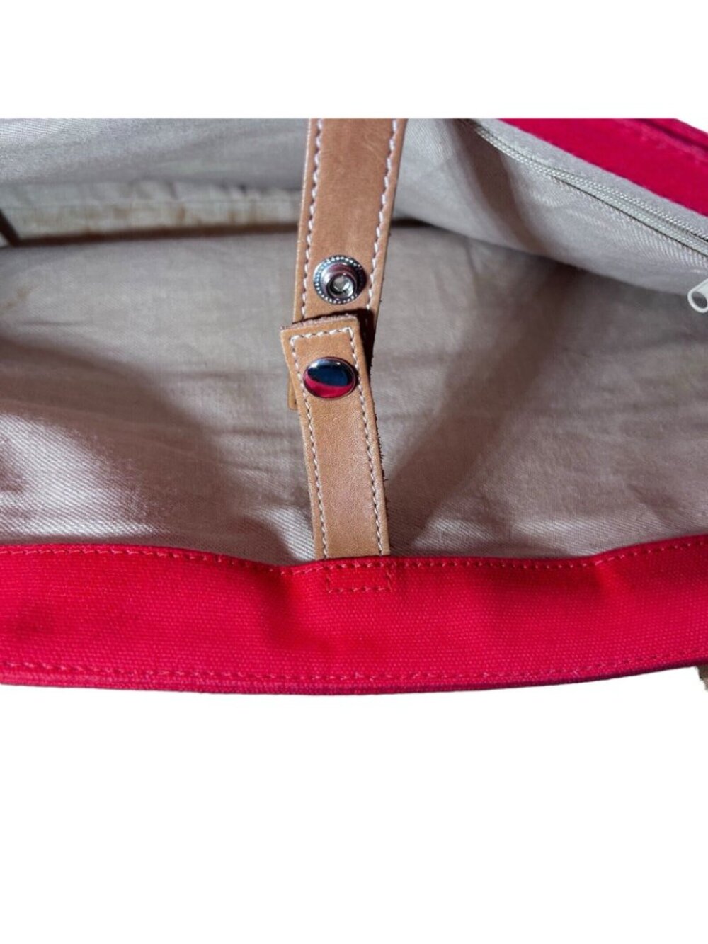 Fossil Orange Coated Canvas Purse Hand Bag Leather Handles Front Zip Pocket Tote - Picture 5 of 13